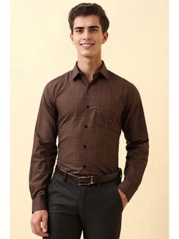 Allen Solly - Men Brown Check Full Sleeves Formal Shirt