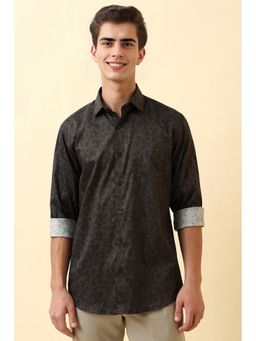 Allen Solly - Men Dark Grey Slim Fit Print Full Sleeves Casual Shirt