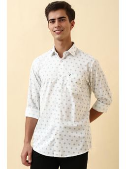 Allen Solly - Men White Slim Fit Print Full Sleeves Casual Shirt