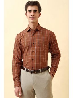 Allen Solly - Men Brown Check Full Sleeves Formal Shirt