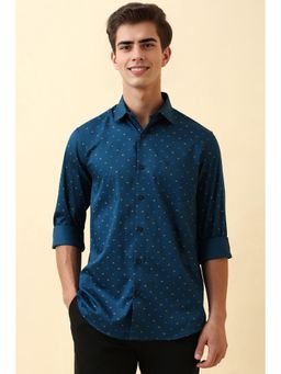 Allen Solly - Men Blue Slim Fit Print Full Sleeves Casual Shirt
