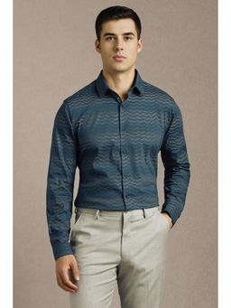 Louis Philippe - Men Navy Blue Print Full Sleeves Casual Shirt