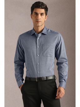 Louis Philippe - Men Blue Print Full Sleeves Formal Shirt