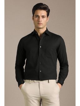 Louis Philippe - Men Black Solid Full Sleeves Formal Shirt
