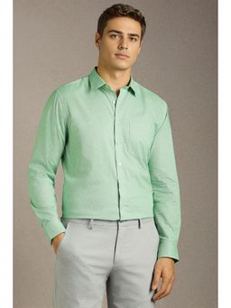 Louis Philippe - Men's Green Printed Easy To Iron Premium Cotton Slim Fit Formal Shirt