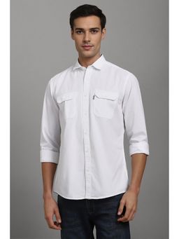 Louis Philippe - Men White Solid Full Sleeves Casual Shirt