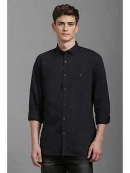 Louis Philippe - Men Black Slim Fit Solid Full Sleeves Casual Shirt
