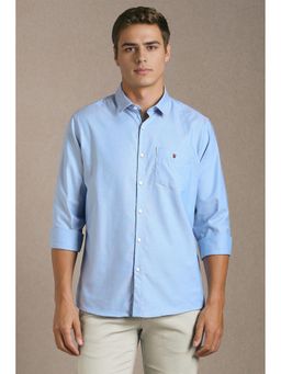Louis Philippe - Men Blue Solid Full Sleeves Casual Shirt