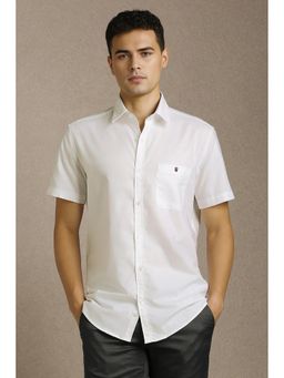 Louis Philippe - Men White Solid Half Sleeves Casual Shirt