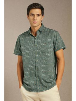 Louis Philippe - Men Green Print Half Sleeves Casual Shirt