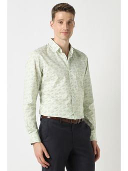 Peter England - Men Green Slim Fit Full Sleeves Formal Shirt