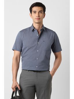 Peter England - Men Grey Regular Fit Half Sleeves Formal Shirt
