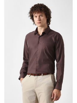 Van Heusen - Men Brown Solid Full Sleeves Formal Shirt