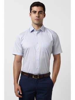 Van Heusen - Men Light Blue Print Half Sleeves Formal Shirt