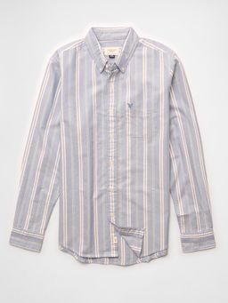 American Eagle - Ae Everyday Slim Oxford Button-Up Grey Shirt