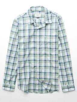 American Eagle - Ae Poplin Button-Up Green Shirt