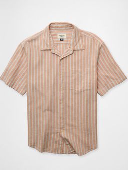 American Eagle - Ae Short-Sleeve Button-Up Beige Shirt