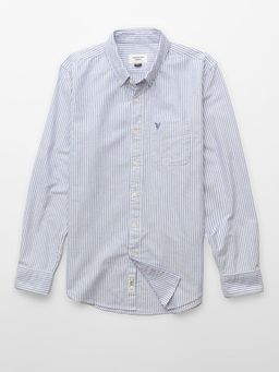 American Eagle - Ae Everyday Slim Oxford Button-Up Grey Shirt