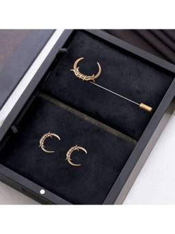 Cosa Nostraa - Antique Gold "C" Alphabet Cufflink & Lapel Pin Gift Set for Men