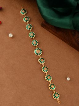 Silvermerc Designs - Gold Toned Ethnic Matha Patti Traditional Enamelled Head Chain