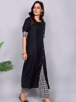 Empress Pitara - Ziva Black Cotton Suit Set