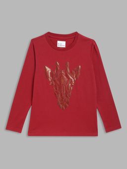 Blue Giraffe - Boys Maroon Printed Sweatshirt