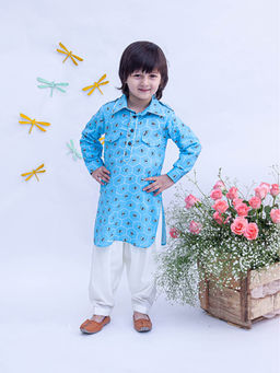Fayon Kids - Blue Printed Kurta and Salwar (Set of 2)