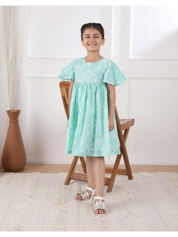 Fabindia - Green Cotton Hand Block Printed Dress