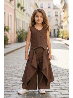Peekaaboo Kids - Girls Brown Midnight Solid Co-Ord Set