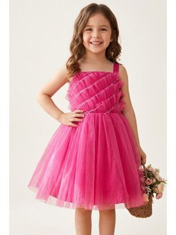 A Little Fable - Pink Tulip Ruffle Dress