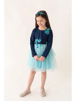 A Little Fable - Navy Blue Full Sleeves Peony Dress