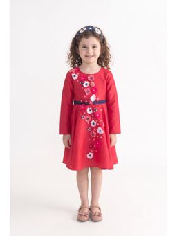 A Little Fable - Red Mulberry Full Sleeves Dress