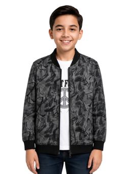 CAVIO - Boys Full Sleeves Printed Bomber Jacket With T-Shirt