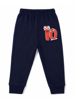 KAVEE - Unisex Cotton Bio washed Full Length Jogger Number 10 Print - Navy Blue
