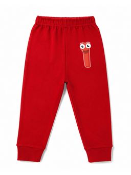 KAVEE - Unisex Cotton Bio washed Full Length Jogger Number 1 Print - Red