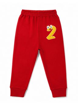 KAVEE - Unisex Cotton Bio washed Full Length Jogger Number 2 Print - Red