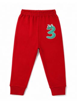 KAVEE - Unisex Cotton Bio washed Full Length Jogger Number 3 Print - Red