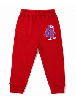 KAVEE - Unisex Cotton Bio washed Full Length Jogger Number 4 Print - Red