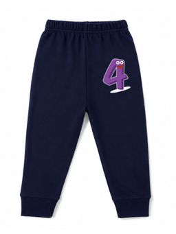 KAVEE - Unisex Cotton Bio washed Full Length Jogger Number 4 Print - Navy Blue