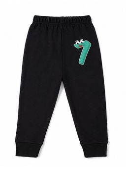 KAVEE - Unisex Cotton Bio washed Full Length Jogger Number 7 Print - Black