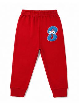 KAVEE - Unisex Cotton Bio washed Full Length Jogger Number 8 Print - Red