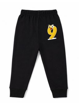 KAVEE - Unisex Cotton Bio washed Full Length Jogger Number 9 Print - Black