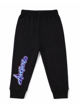 KAVEE - Unisex Cotton Bio washed Full Length Jogger Awesome Print - Black