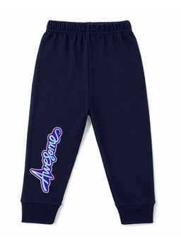 KAVEE - Unisex Cotton Bio washed Full Length Jogger Awesome Print - Navy Blue