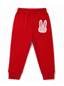 KAVEE - Unisex Cotton Bio washed Full Length Jogger Bunny Print - Red