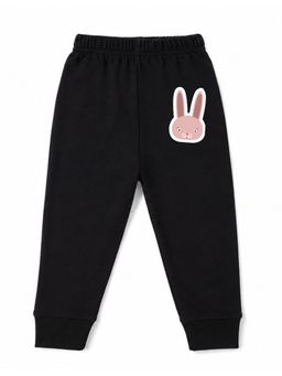 KAVEE - Unisex Cotton Bio washed Full Length Jogger Bunny Print - Black