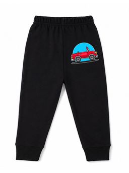 KAVEE - Unisex Cotton Bio washed Full Length Jogger Car Print - Black