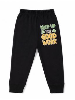 KAVEE - Unisex Cotton Bio washed Full Length Jogger Good Work Print - Black