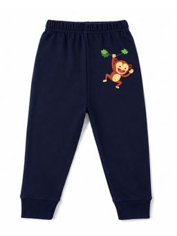 KAVEE - Unisex Cotton Bio washed Full Length Jogger Monkey Print - Navy Blue