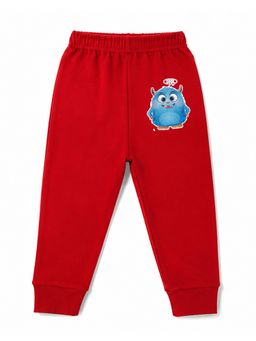 KAVEE - Unisex Cotton Bio washed Full Length Jogger Monster Print - Red